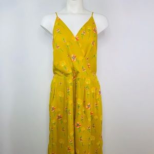 Andeawy Yellow Floral Romper Jumpsuit L